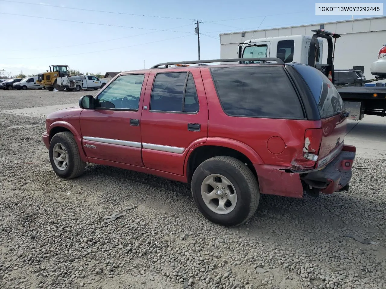 2000 GMC Jimmy / Envoy VIN: 1GKDT13W0Y2292445 Lot: 77914514