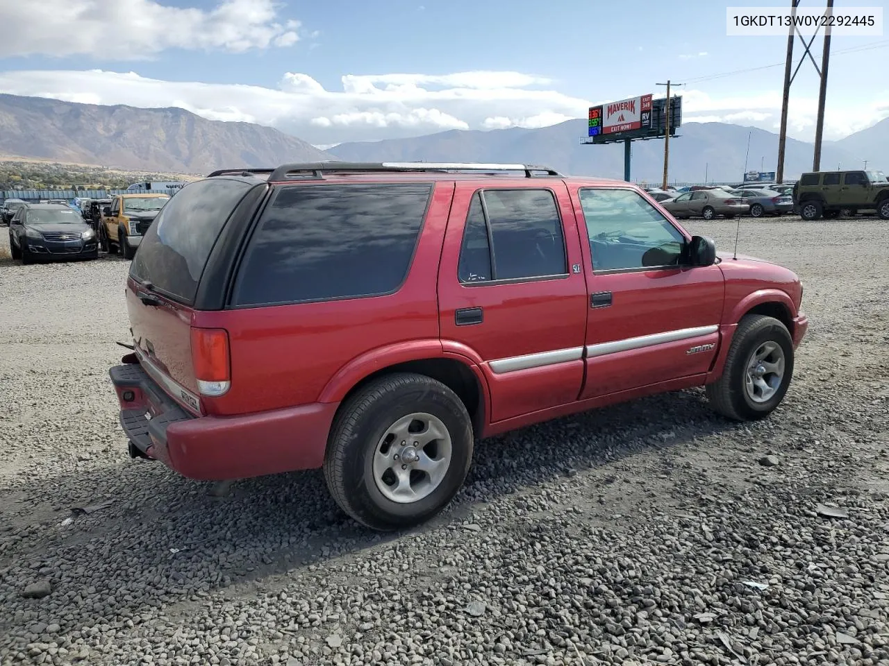 2000 GMC Jimmy / Envoy VIN: 1GKDT13W0Y2292445 Lot: 77914514