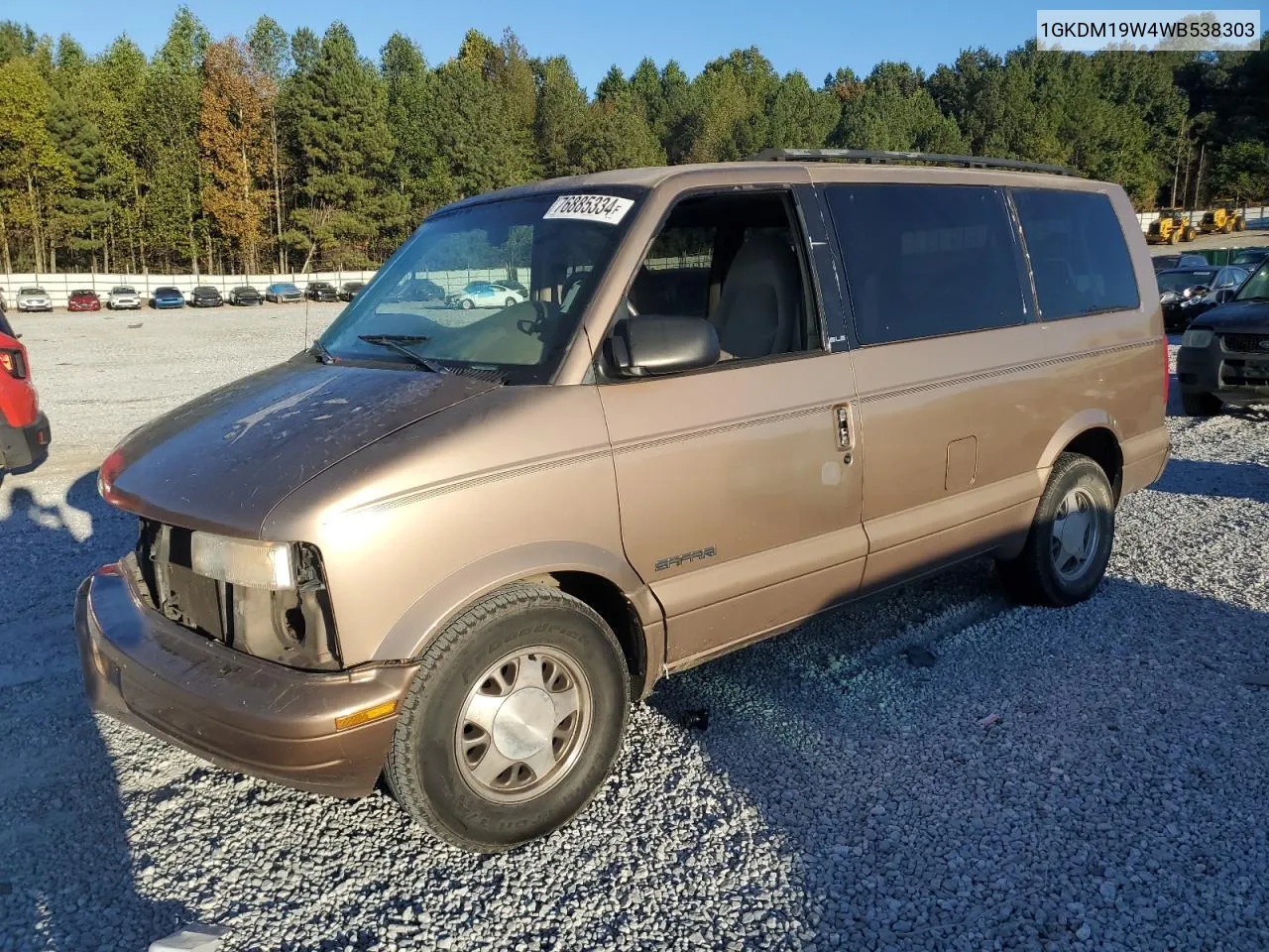 1998 GMC Safari Xt VIN: 1GKDM19W4WB538303 Lot: 76885334