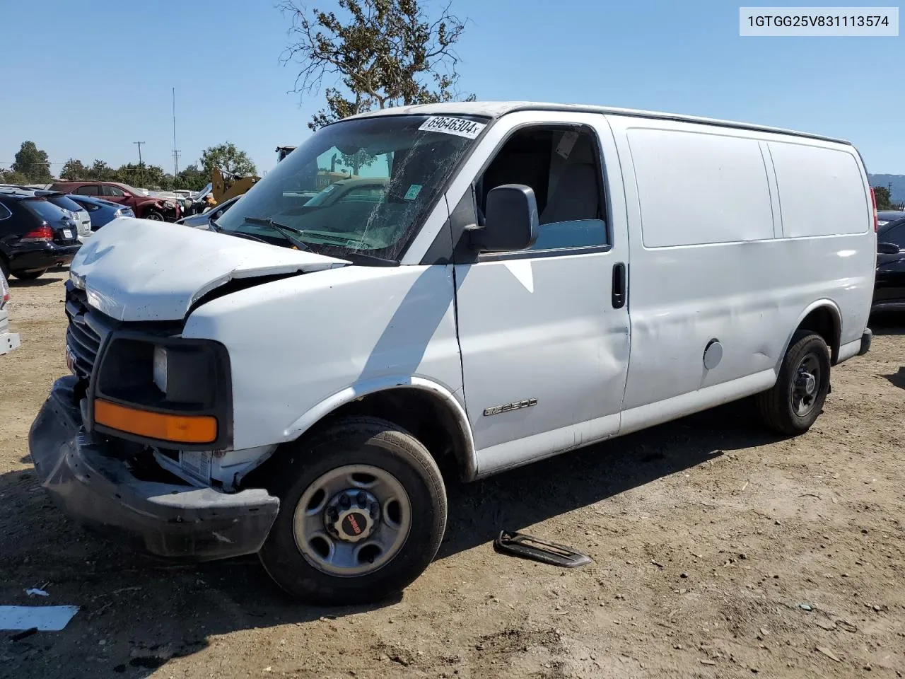 2003 GMC Savana G2500 VIN: 1GTGG25V831113574 Lot: 69646304