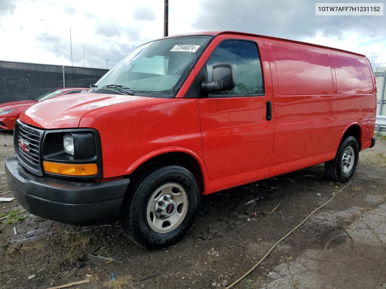 2017 GMC Savana G2500 VIN: 1GTW7AFF7H1231152 Lot: 72346024