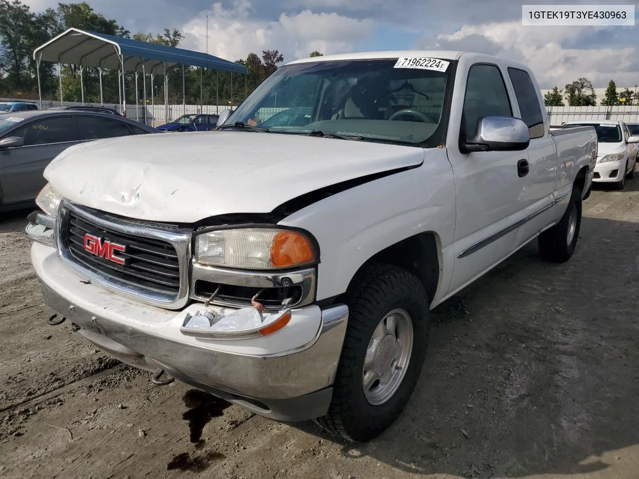 2000 GMC New Sierra K1500 VIN: 1GTEK19T3YE430963 Lot: 71962224