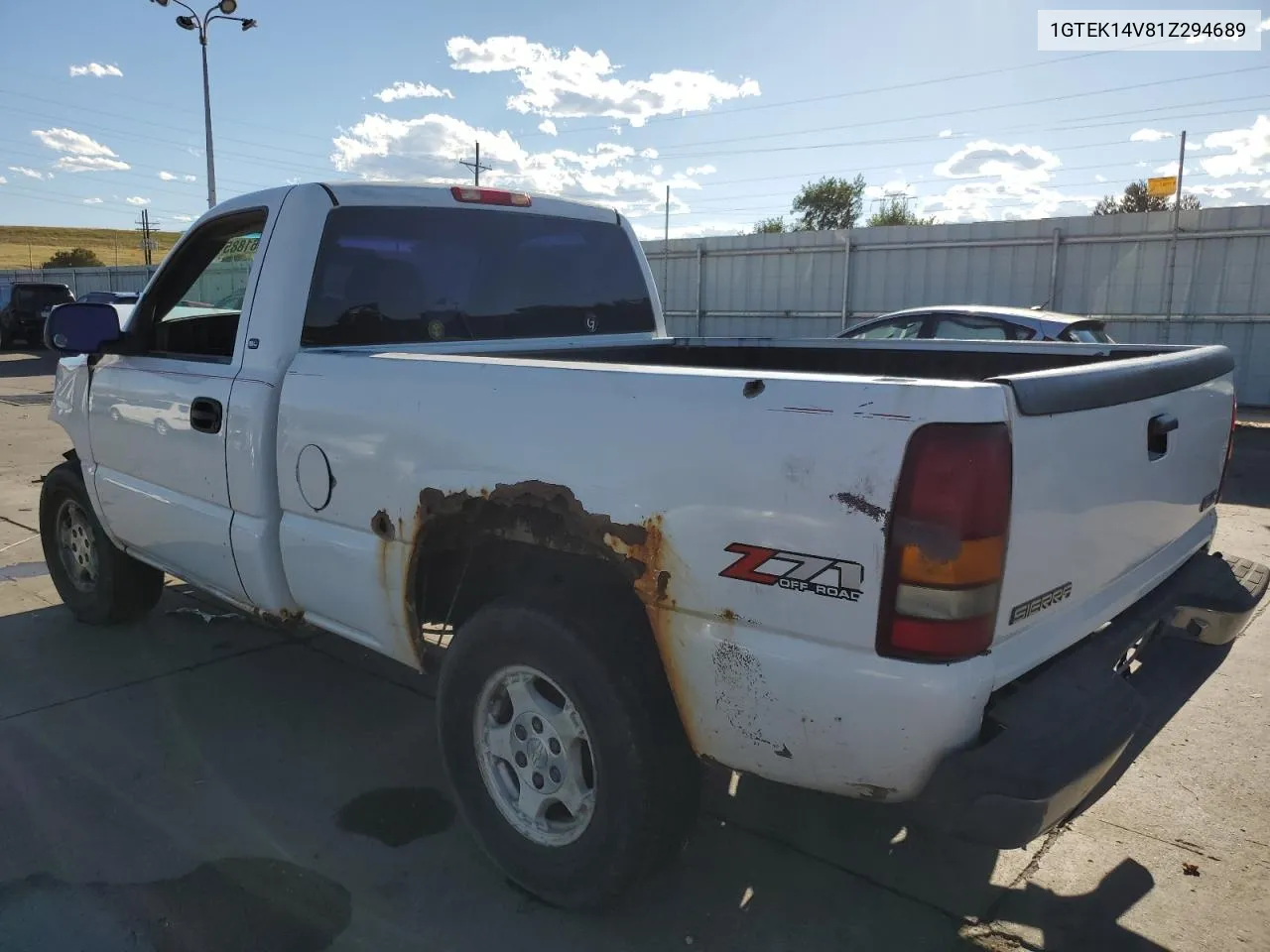 2001 GMC New Sierra K1500 VIN: 1GTEK14V81Z294689 Lot: 61885124