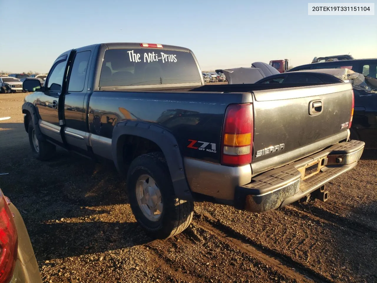 2003 GMC New Sierra K1500 VIN: 2GTEK19T331151104 Lot: 80539184