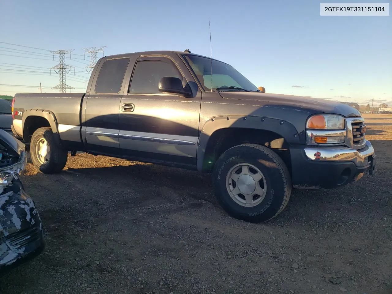 2003 GMC New Sierra K1500 VIN: 2GTEK19T331151104 Lot: 80539184