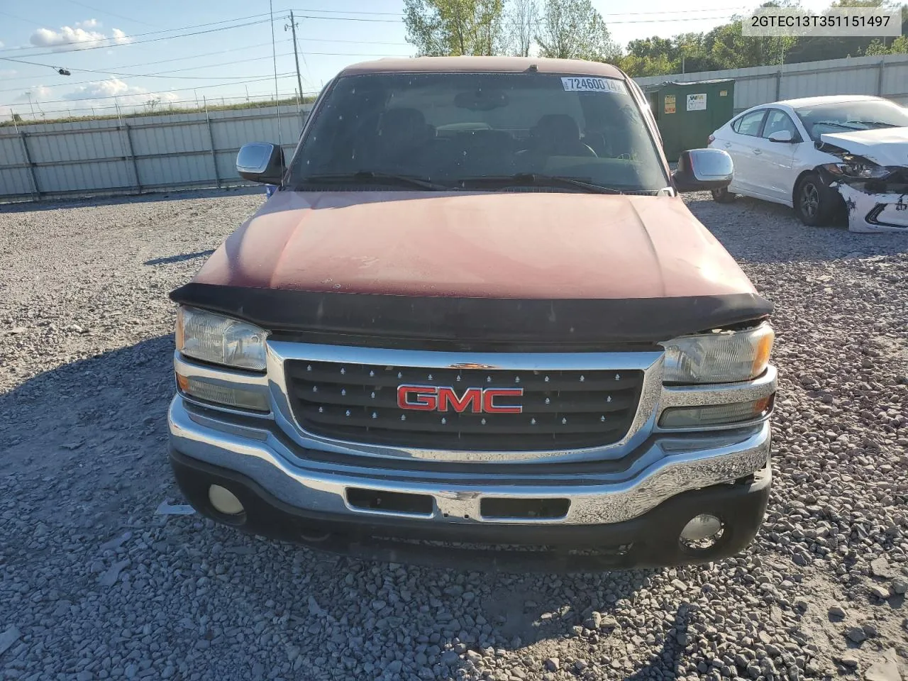 2005 GMC New Sierra C1500 VIN: 2GTEC13T351151497 Lot: 72460014