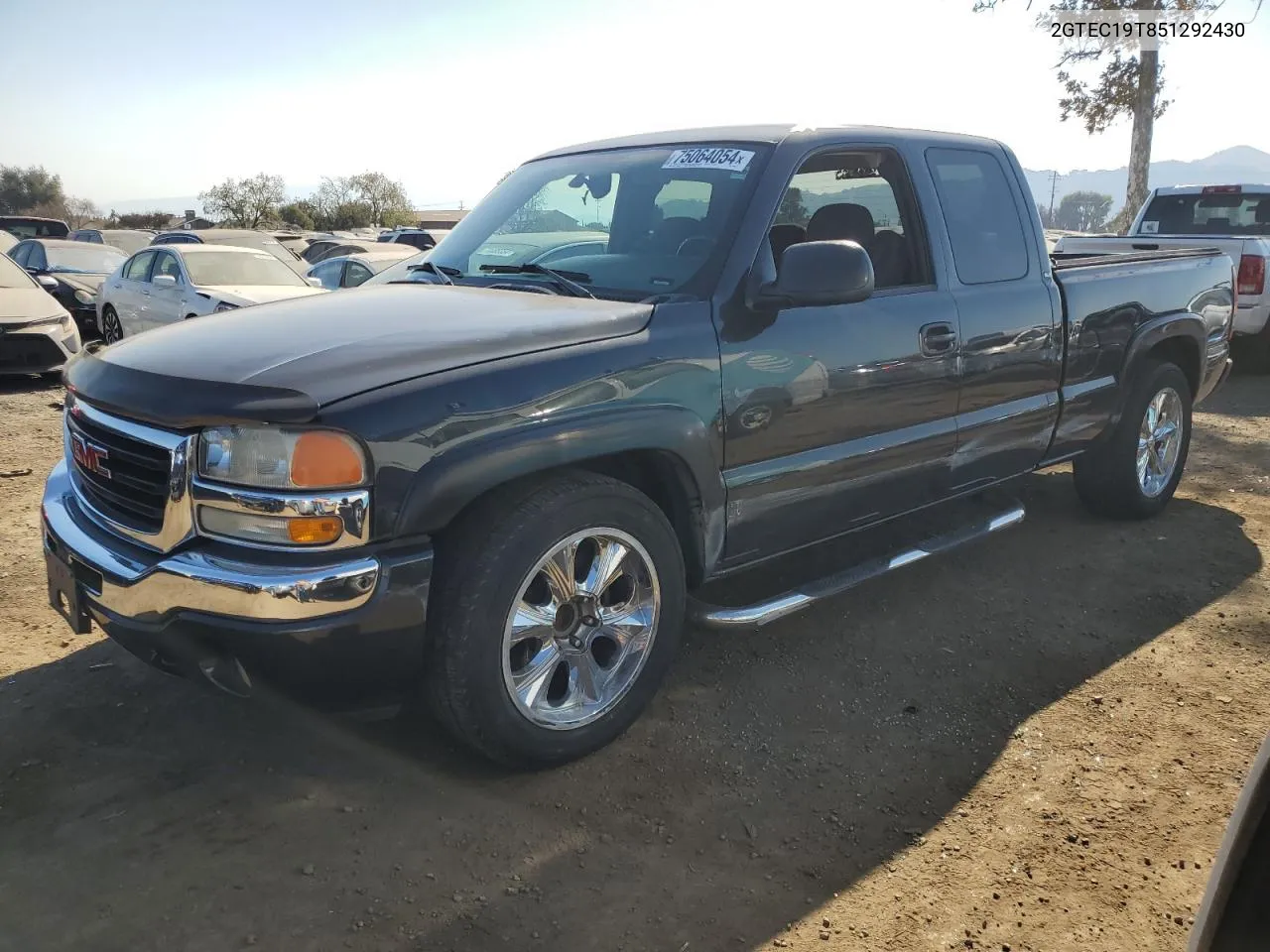 2005 GMC New Sierra C1500 VIN: 2GTEC19T851292430 Lot: 75064054