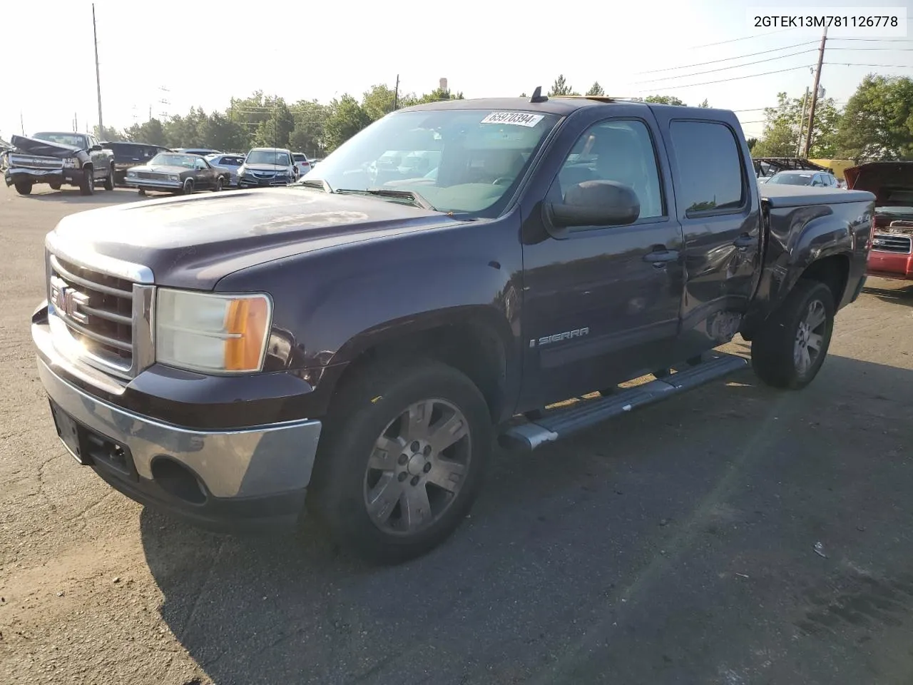 2008 GMC Sierra K1500 VIN: 2GTEK13M781126778 Lot: 65970394