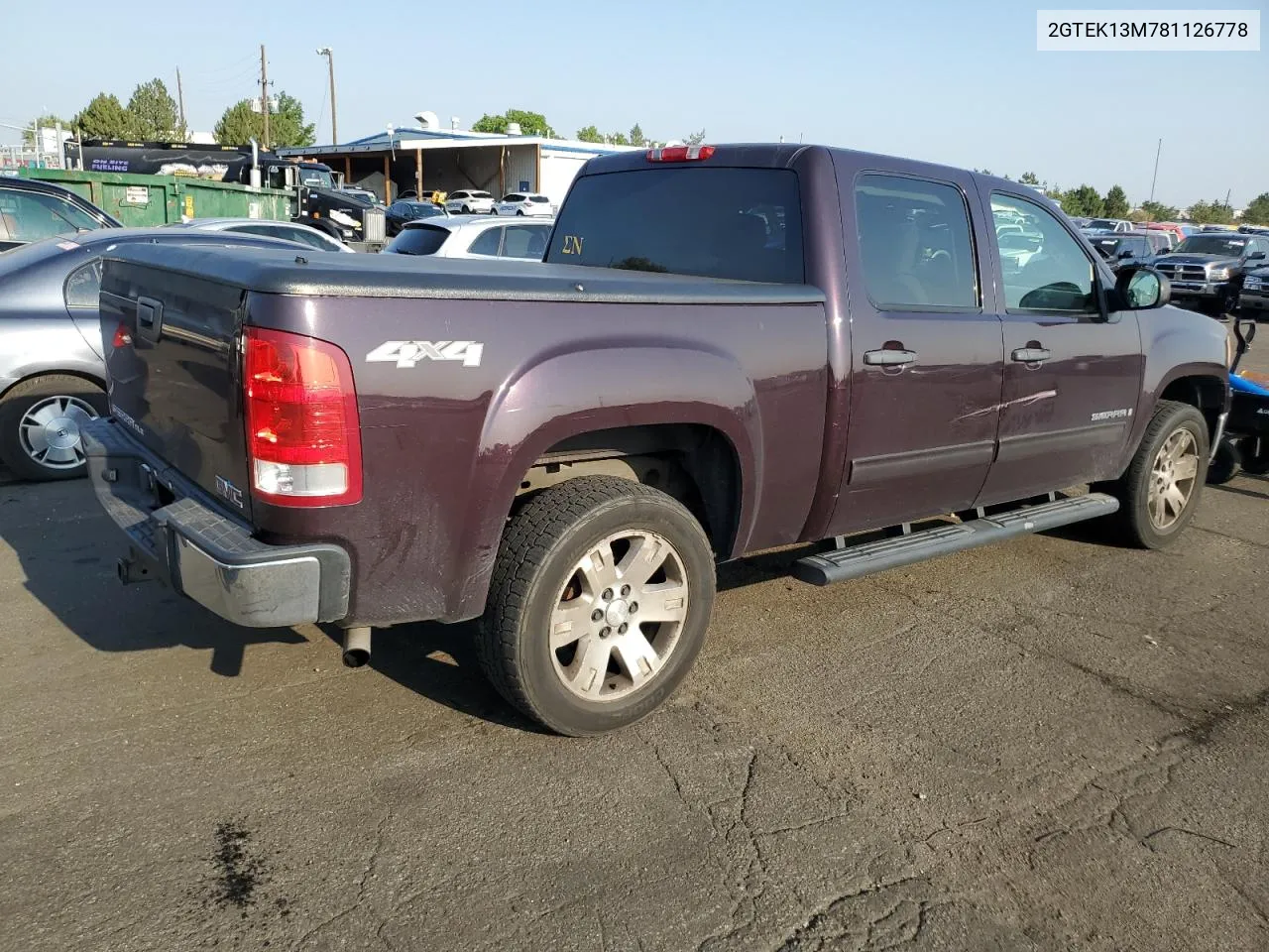 2008 GMC Sierra K1500 VIN: 2GTEK13M781126778 Lot: 65970394