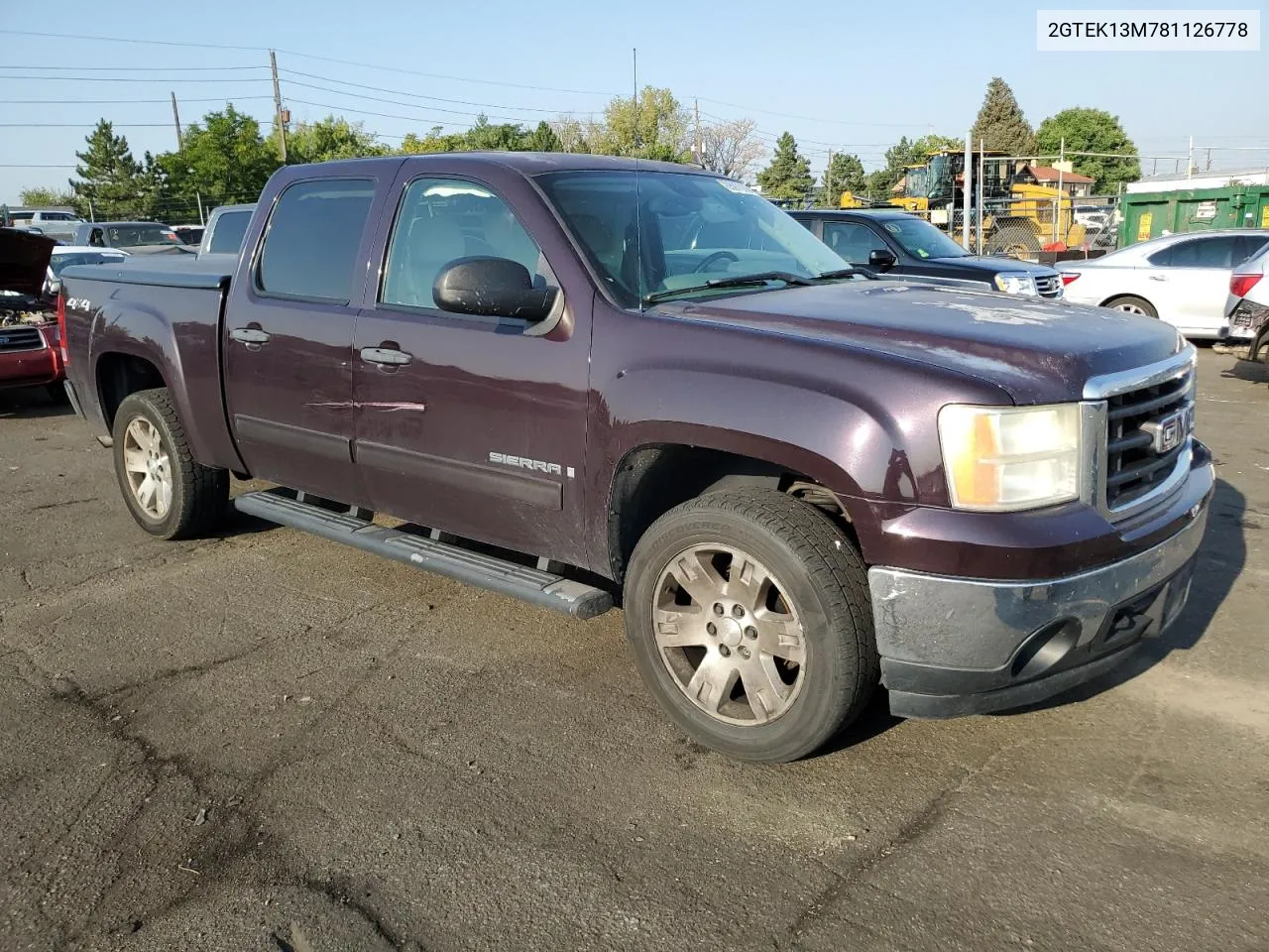 2008 GMC Sierra K1500 VIN: 2GTEK13M781126778 Lot: 65970394