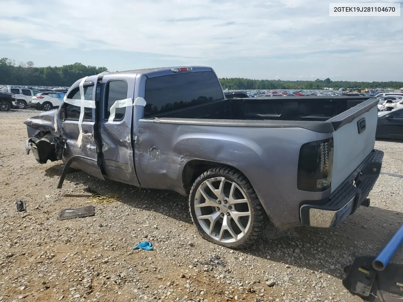 2008 GMC Sierra K1500 VIN: 2GTEK19J281104670 Lot: 67369704