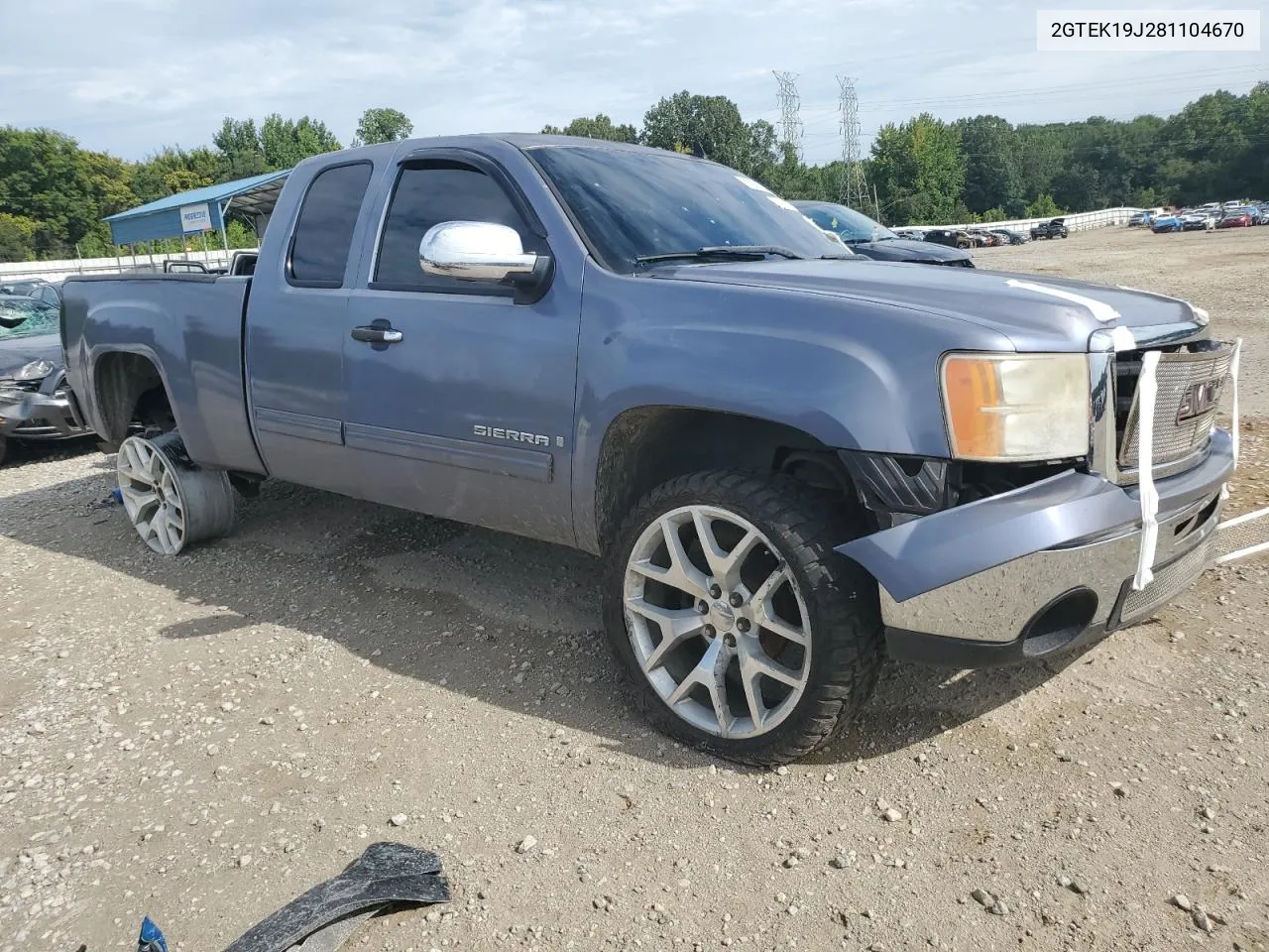 2008 GMC Sierra K1500 VIN: 2GTEK19J281104670 Lot: 67369704