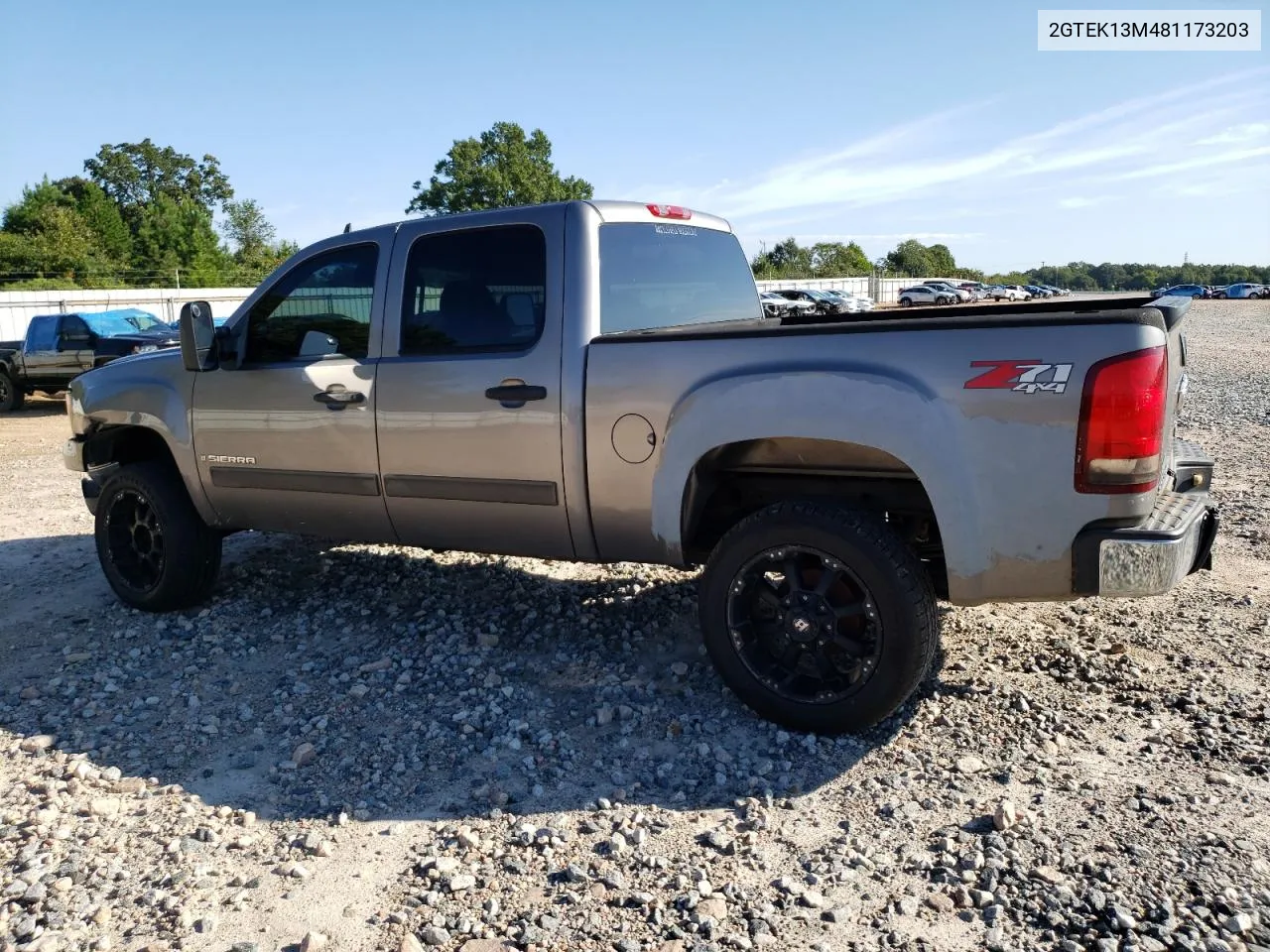 2008 GMC Sierra K1500 VIN: 2GTEK13M481173203 Lot: 69849084