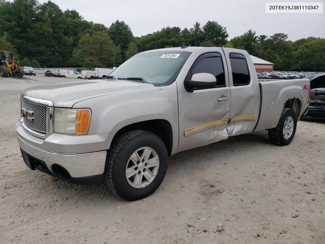 2008 GMC Sierra K1500 VIN: 2GTEK19J381110347 Lot: 72251694