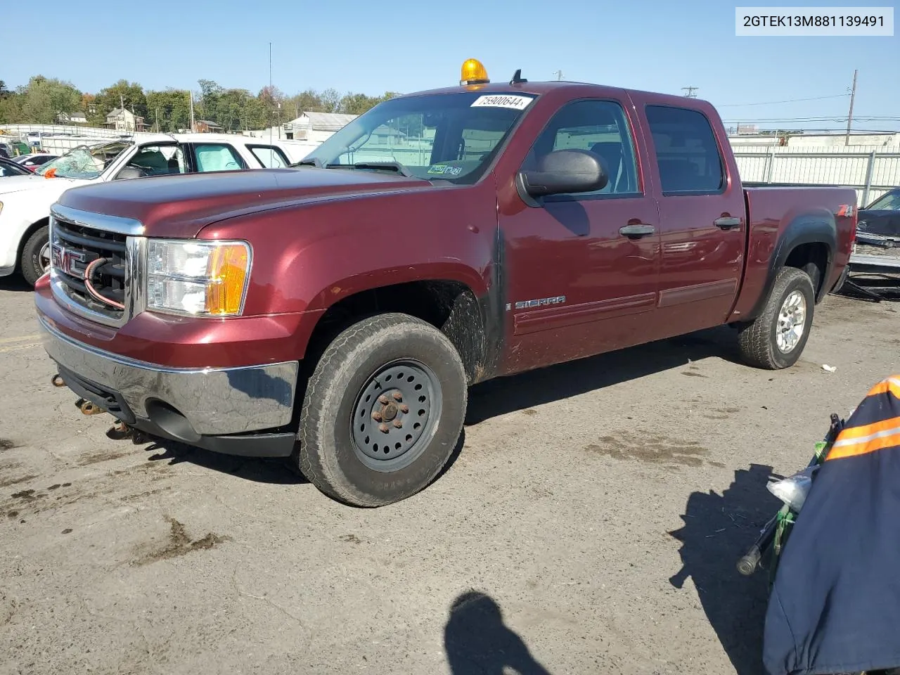 2008 GMC Sierra K1500 VIN: 2GTEK13M881139491 Lot: 75900644