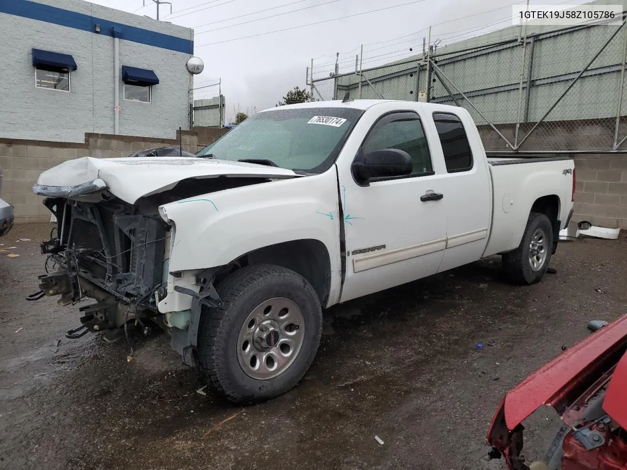 2008 GMC Sierra K1500 VIN: 1GTEK19J58Z105786 Lot: 76530174