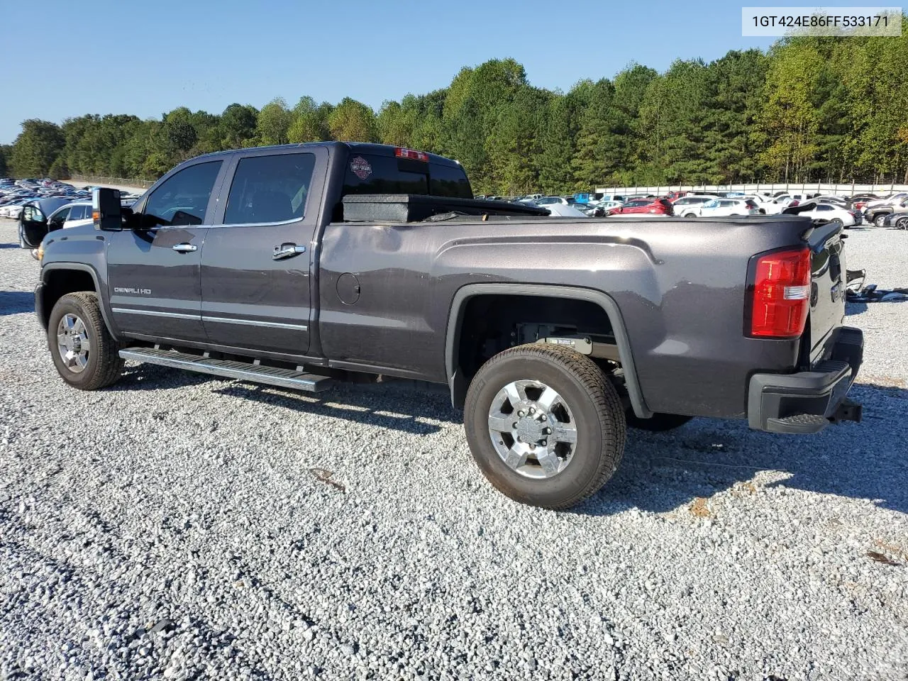 2015 GMC Sierra K3500 Denali VIN: 1GT424E86FF533171 Lot: 74837874