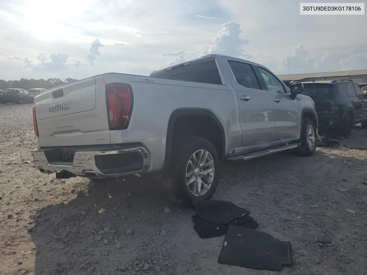 2019 GMC Sierra K1500 Slt VIN: 3GTU9DED3KG178106 Lot: 72622804