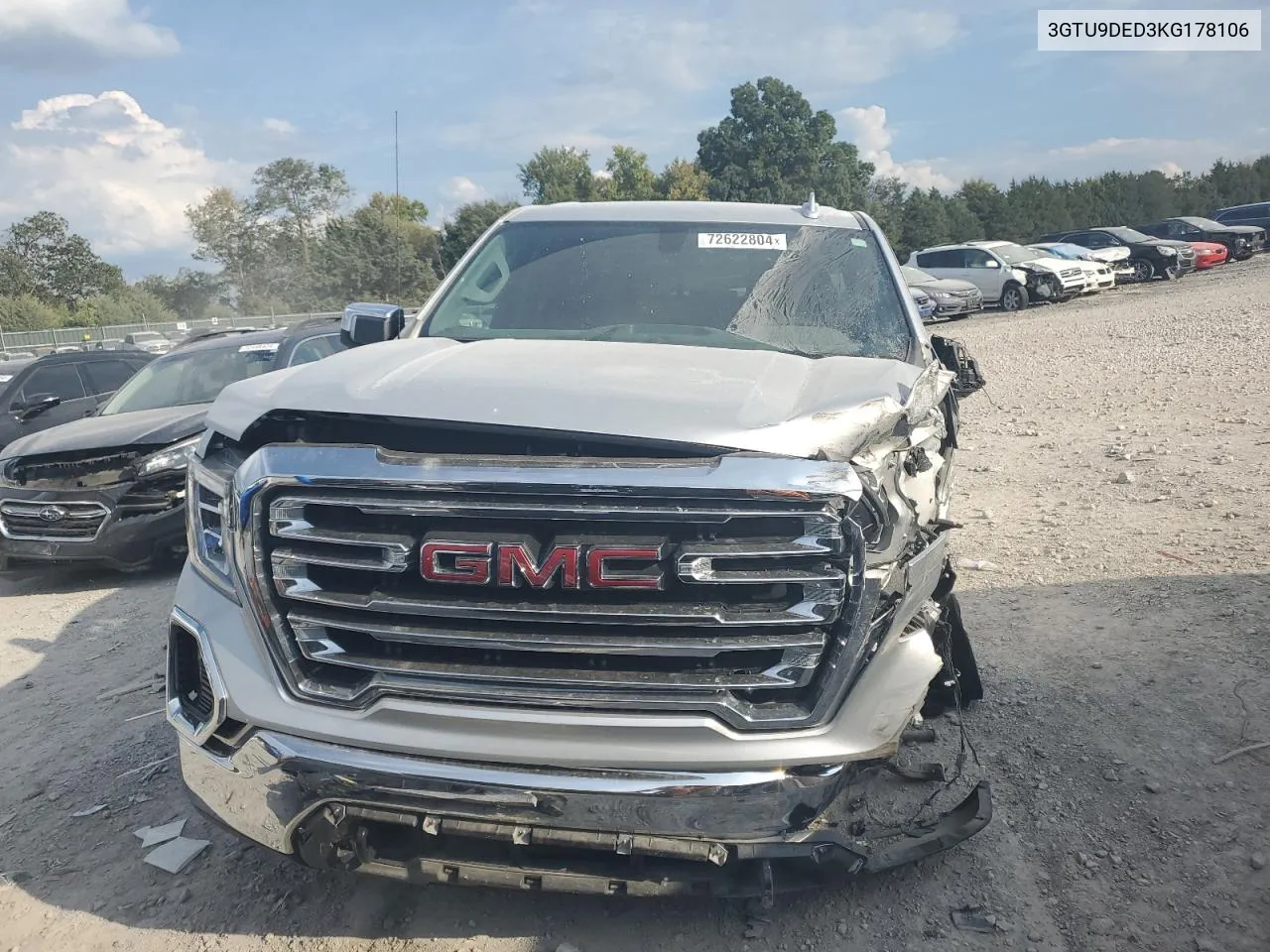 2019 GMC Sierra K1500 Slt VIN: 3GTU9DED3KG178106 Lot: 72622804