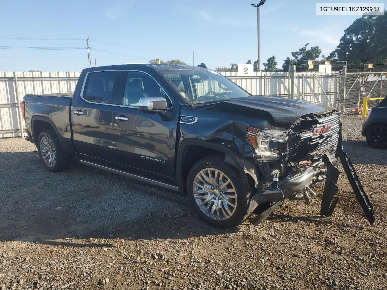 2019 GMC Sierra K1500 Denali VIN: 1GTU9FEL1KZ129957 Lot: 75714984