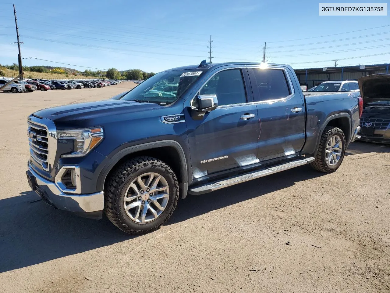 2019 GMC Sierra K1500 Slt VIN: 3GTU9DED7KG135758 Lot: 76967594