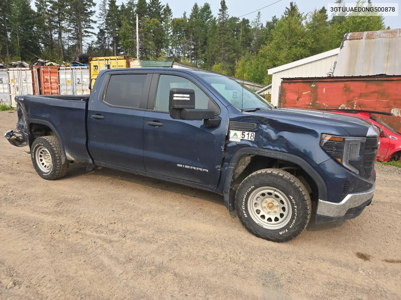 2022 GMC Sierra K1500 VIN: 3GTUUAED0NG500878 Lot: 65806404