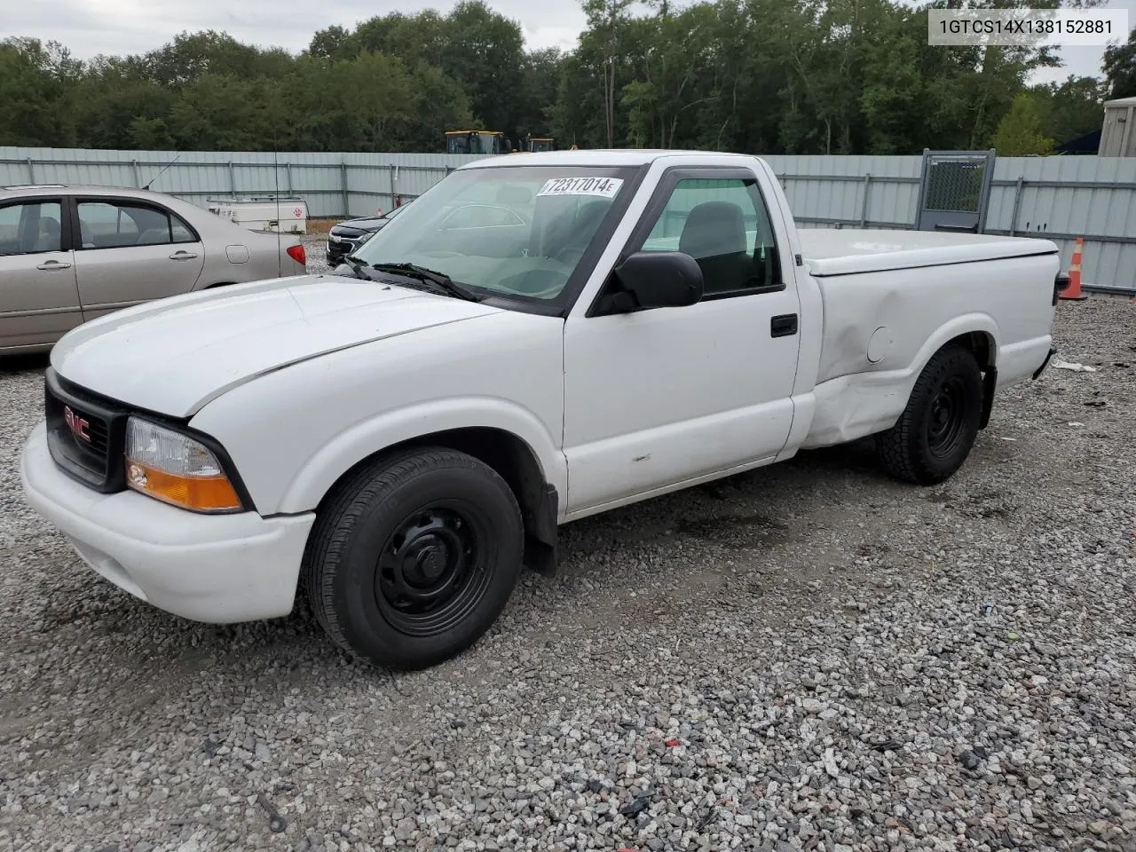 2003 GMC Sonoma VIN: 1GTCS14X138152881 Lot: 72317014