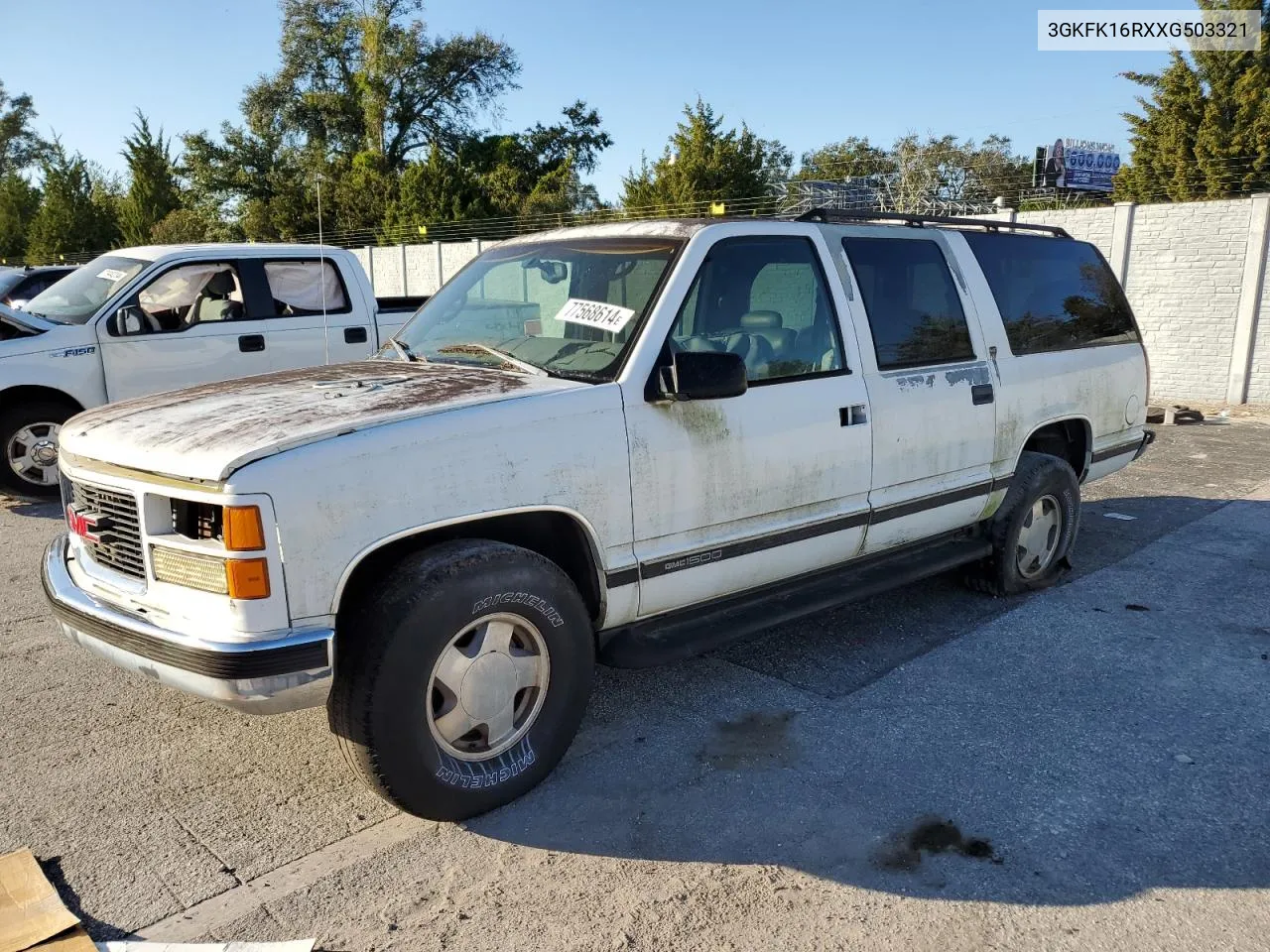 1999 GMC Suburban K1500 VIN: 3GKFK16RXXG503321 Lot: 77568614