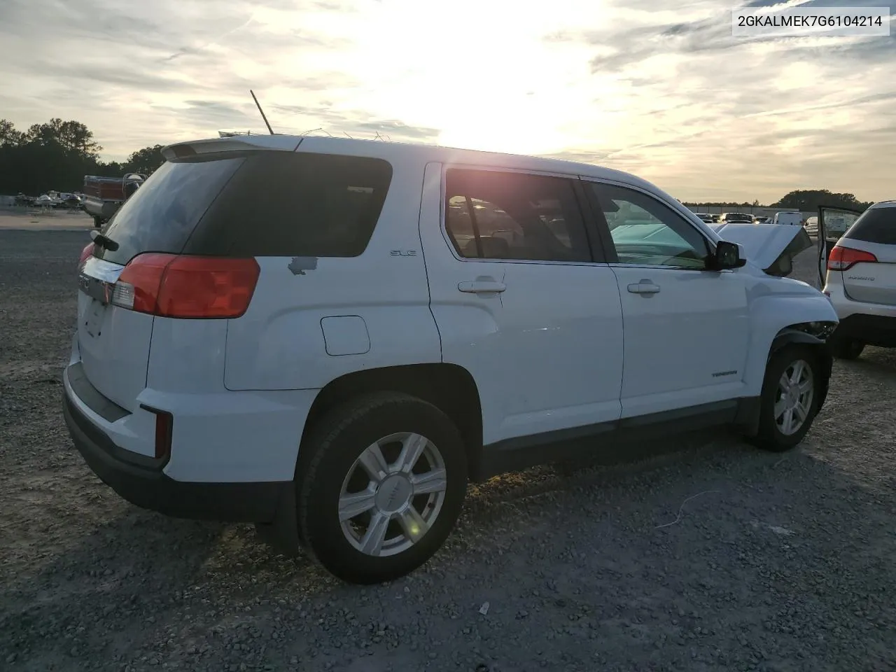 2016 GMC Terrain Sle VIN: 2GKALMEK7G6104214 Lot: 81306024