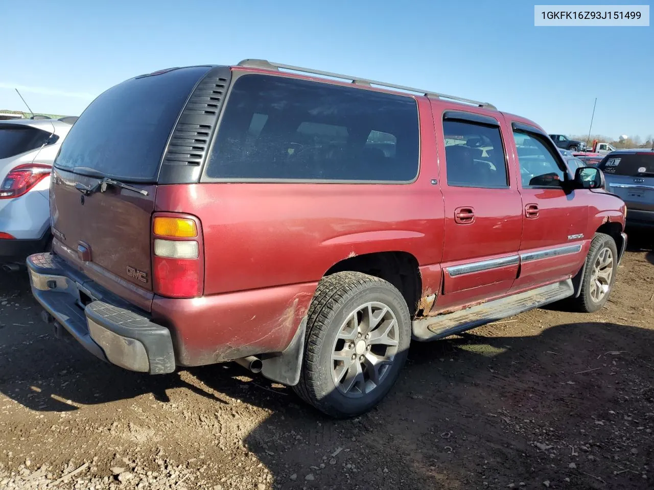 2003 GMC Yukon Xl K1500 VIN: 1GKFK16Z93J151499 Lot: 79763384