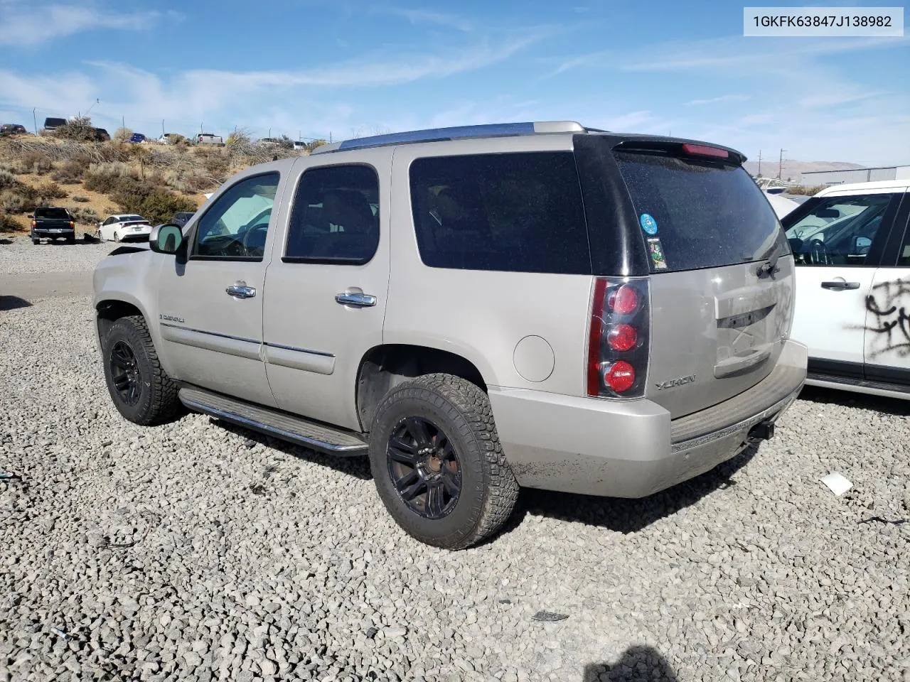 2007 GMC Yukon Denali VIN: 1GKFK63847J138982 Lot: 75054264