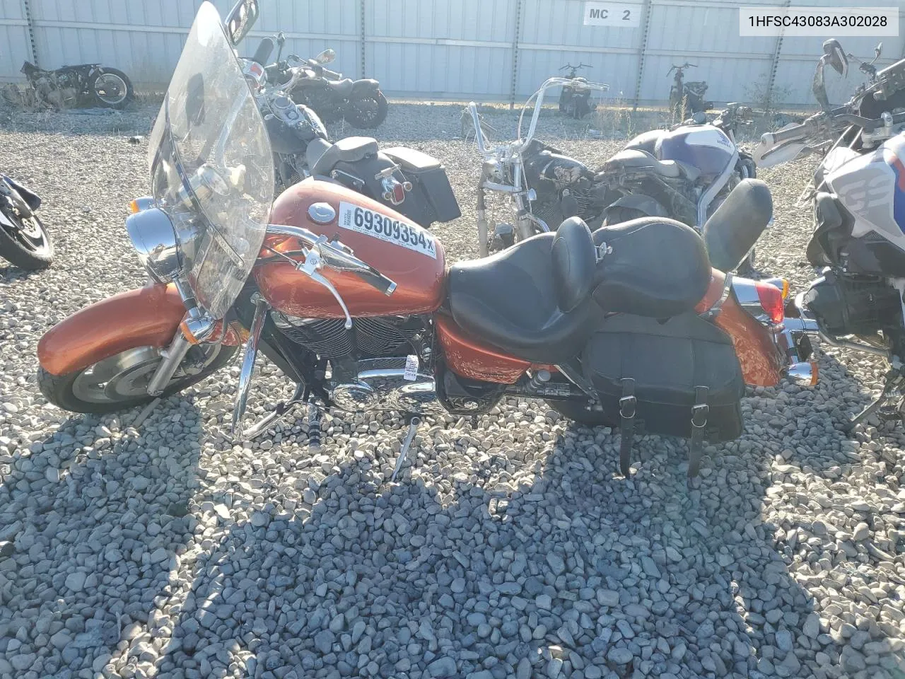 2003 Honda Vt1100 C2 VIN: 1HFSC43083A302028 Lot: 69309354