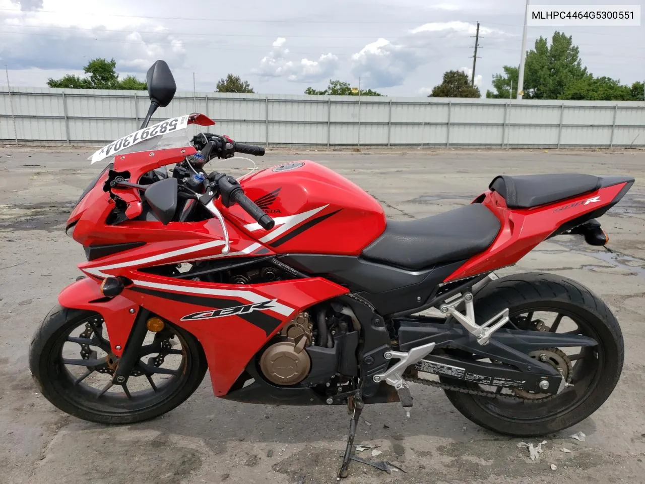 2016 Honda Cbr500 R VIN: MLHPC4464G5300551 Lot: 58291304