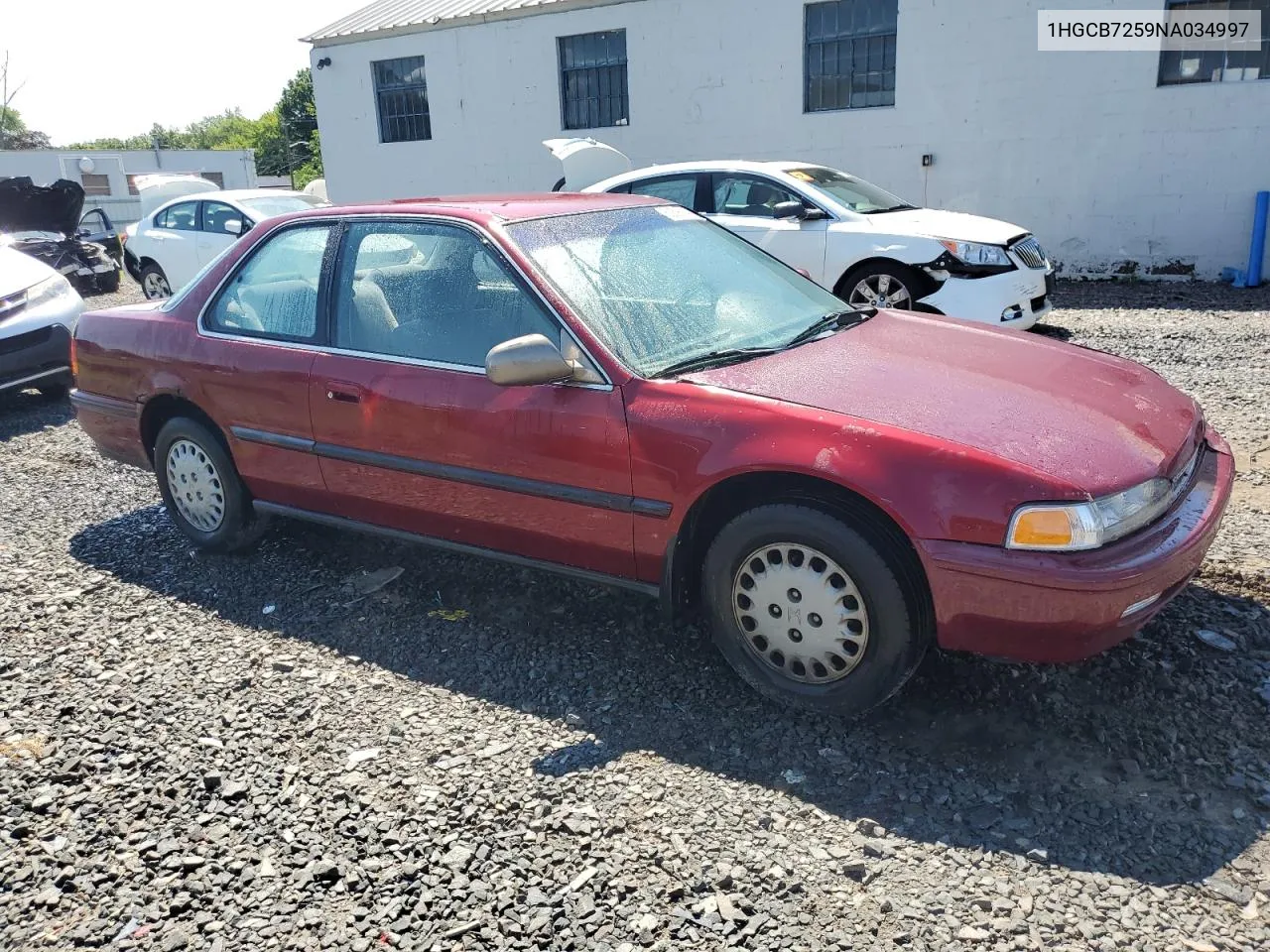 1992 Honda Accord Lx VIN: 1HGCB7259NA034997 Lot: 63596344