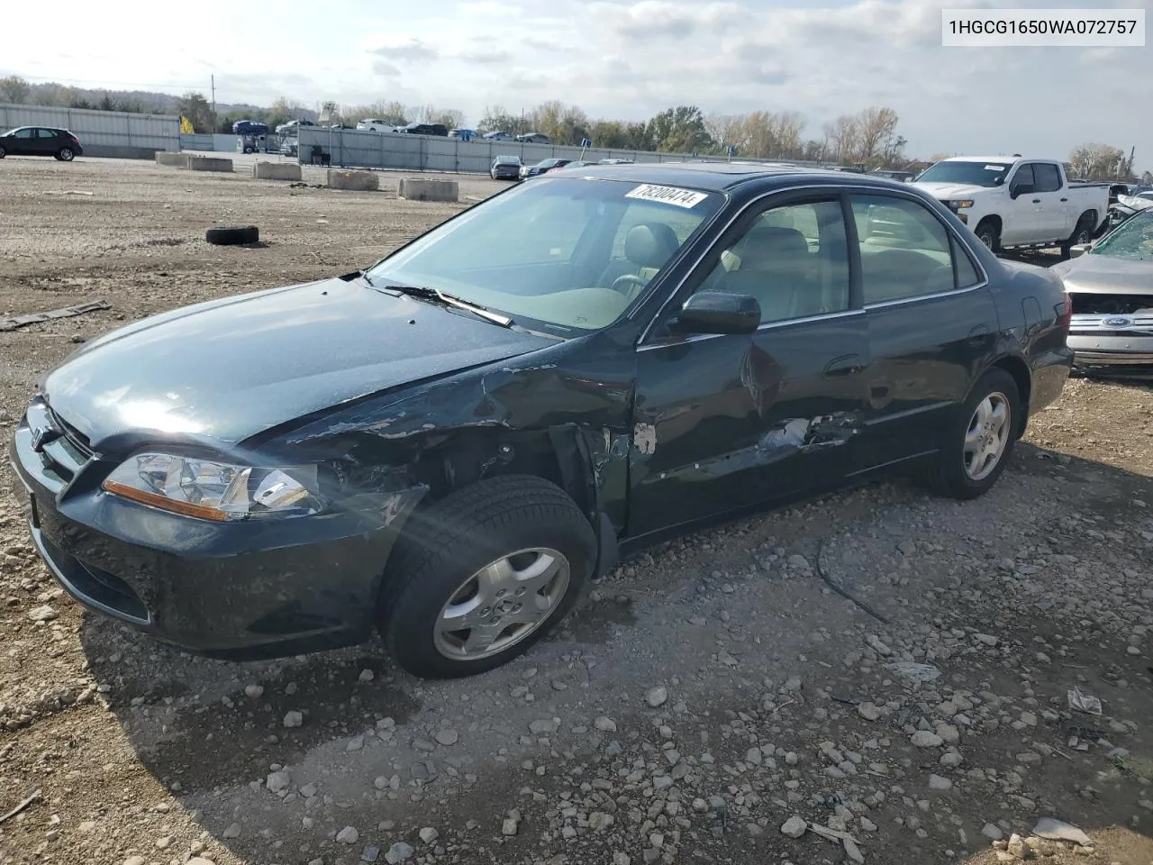 1998 Honda Accord Ex VIN: 1HGCG1650WA072757 Lot: 78200474