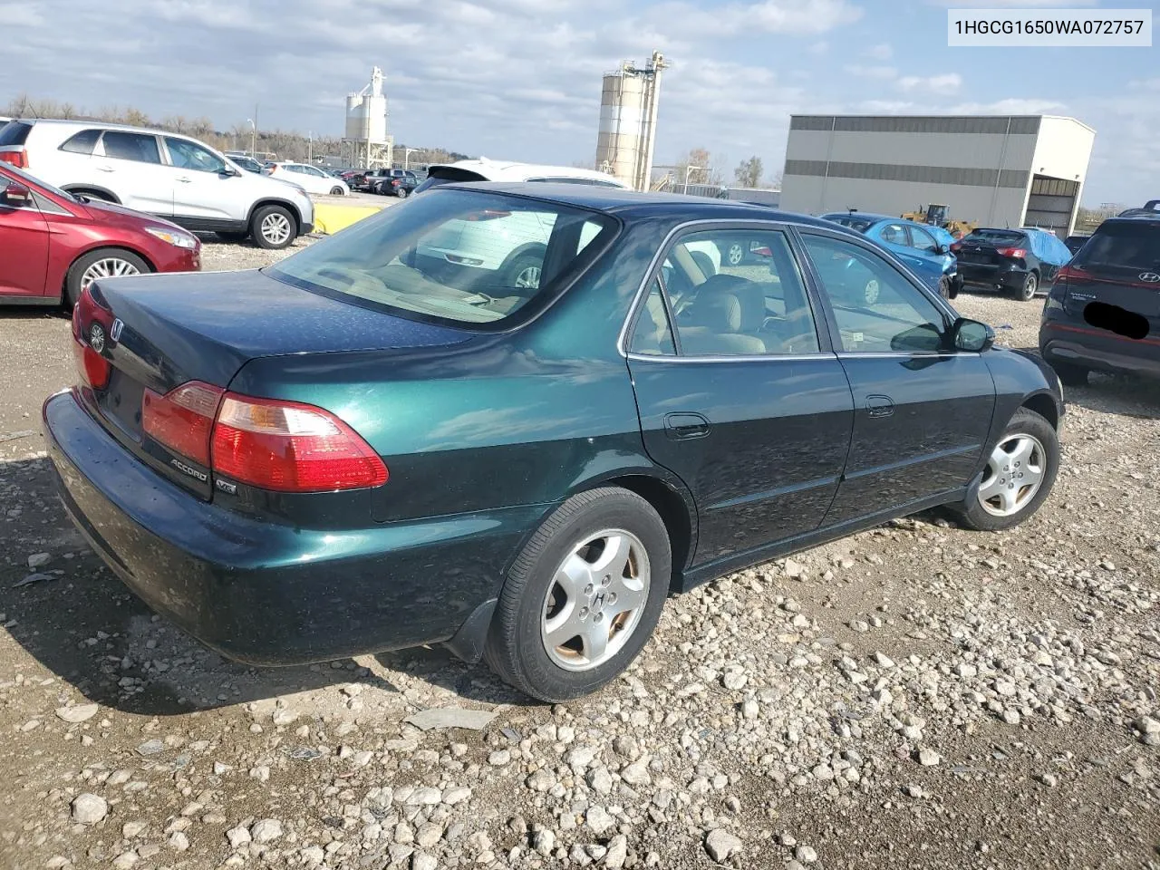 1998 Honda Accord Ex VIN: 1HGCG1650WA072757 Lot: 78200474