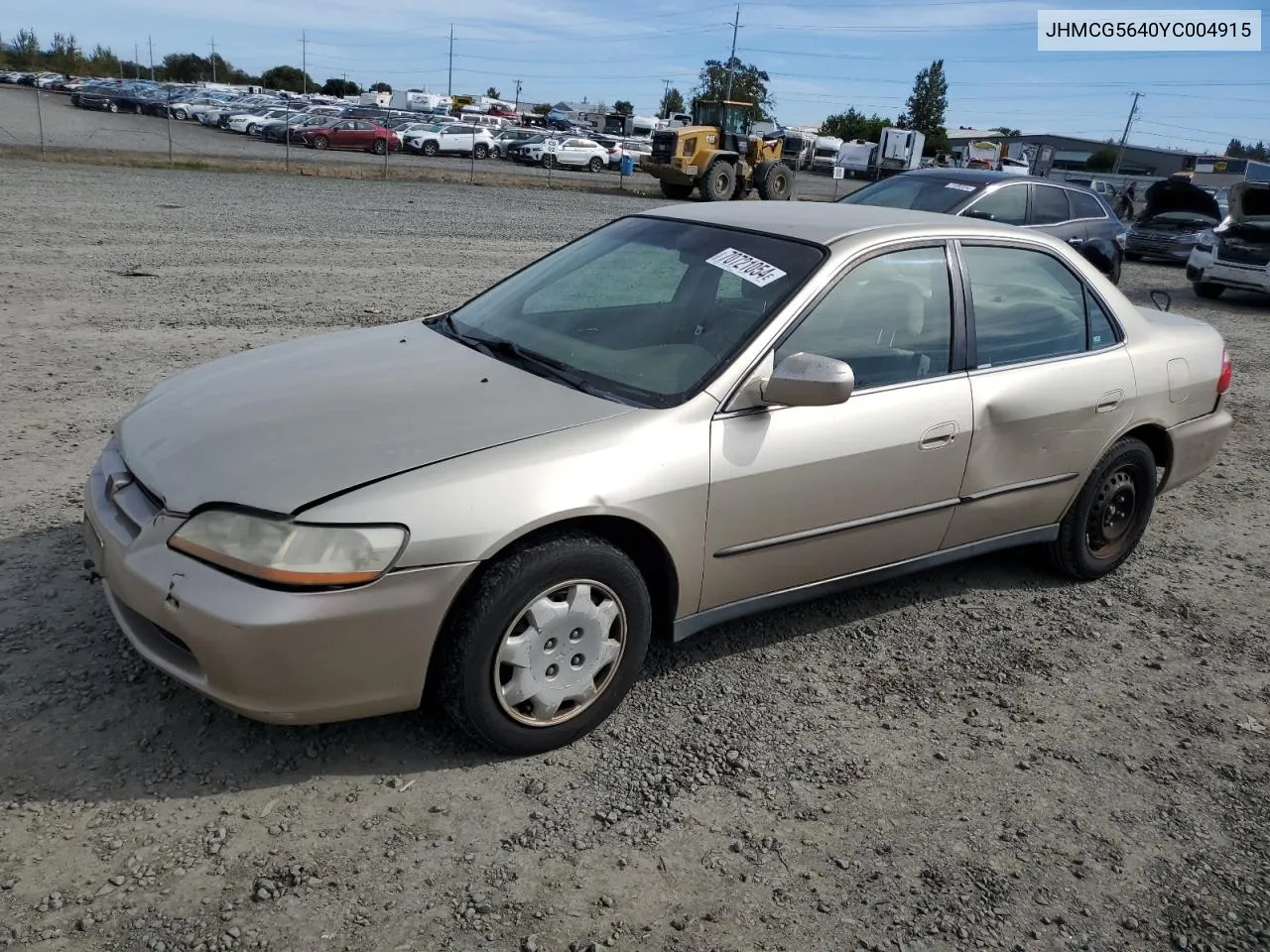 2000 Honda Accord Lx VIN: JHMCG5640YC004915 Lot: 70721054