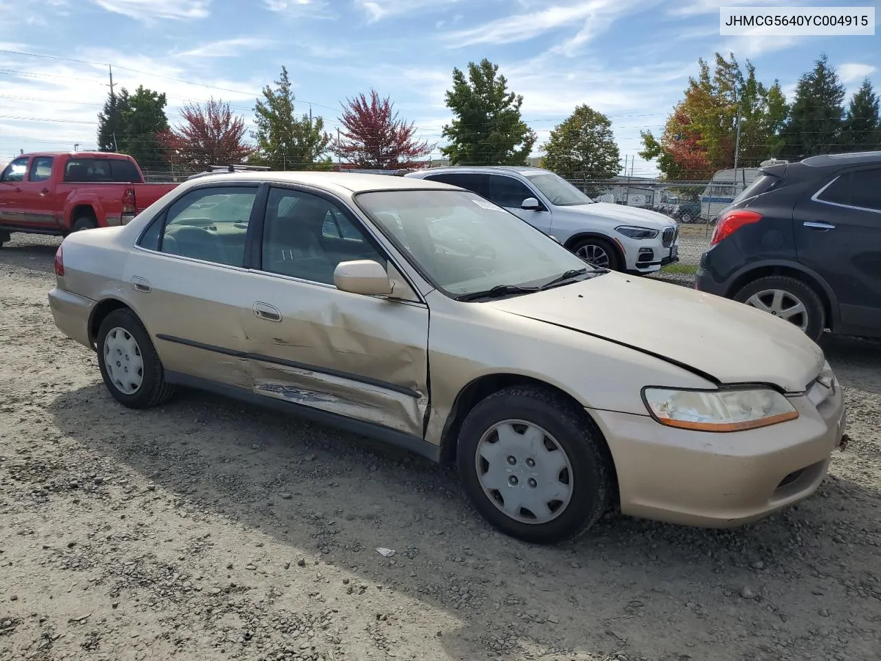 2000 Honda Accord Lx VIN: JHMCG5640YC004915 Lot: 70721054