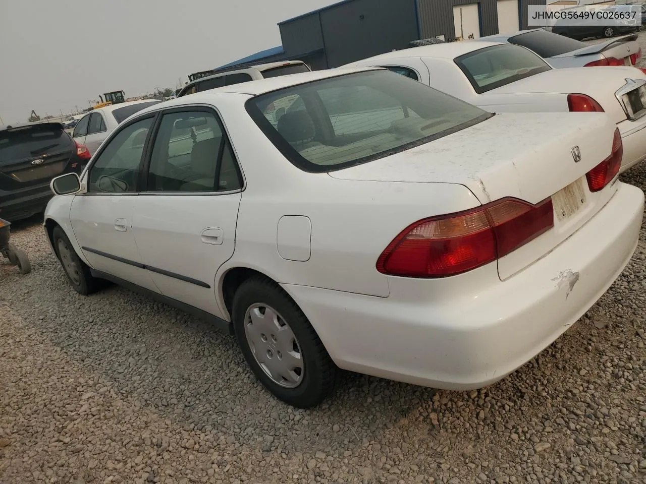 2000 Honda Accord Lx VIN: JHMCG5649YC026637 Lot: 71208764