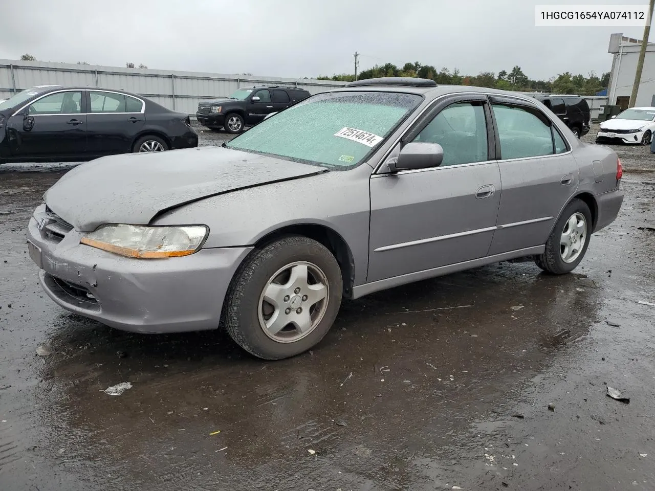 2000 Honda Accord Ex VIN: 1HGCG1654YA074112 Lot: 72514674