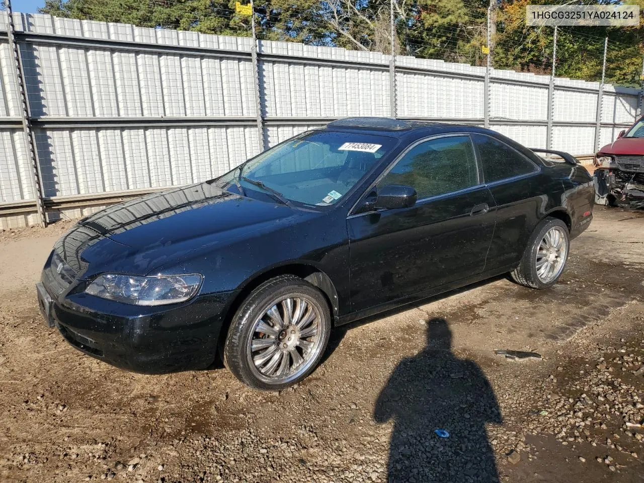 2000 Honda Accord Ex VIN: 1HGCG3251YA024124 Lot: 77453084