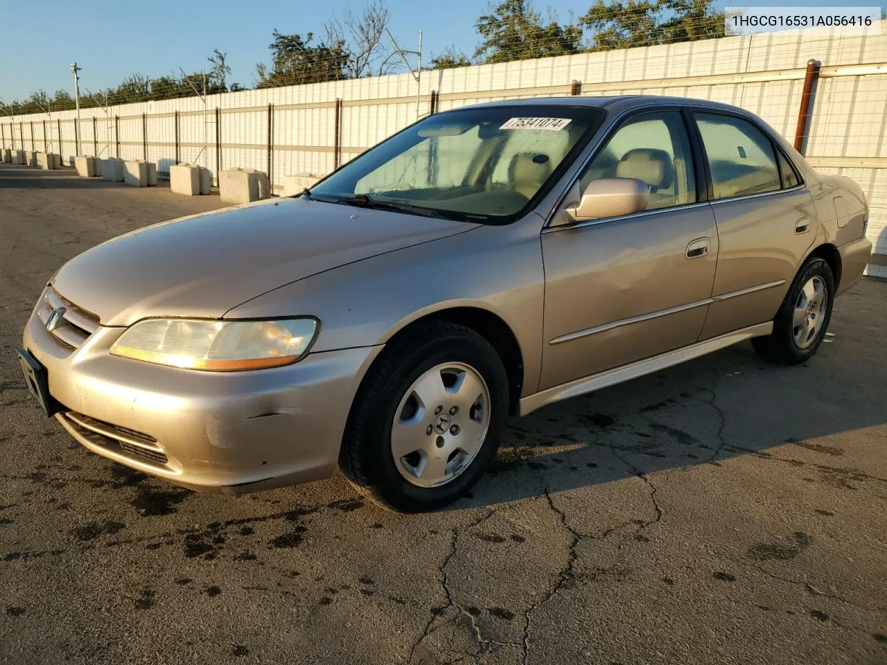 2001 Honda Accord Ex VIN: 1HGCG16531A056416 Lot: 75341074