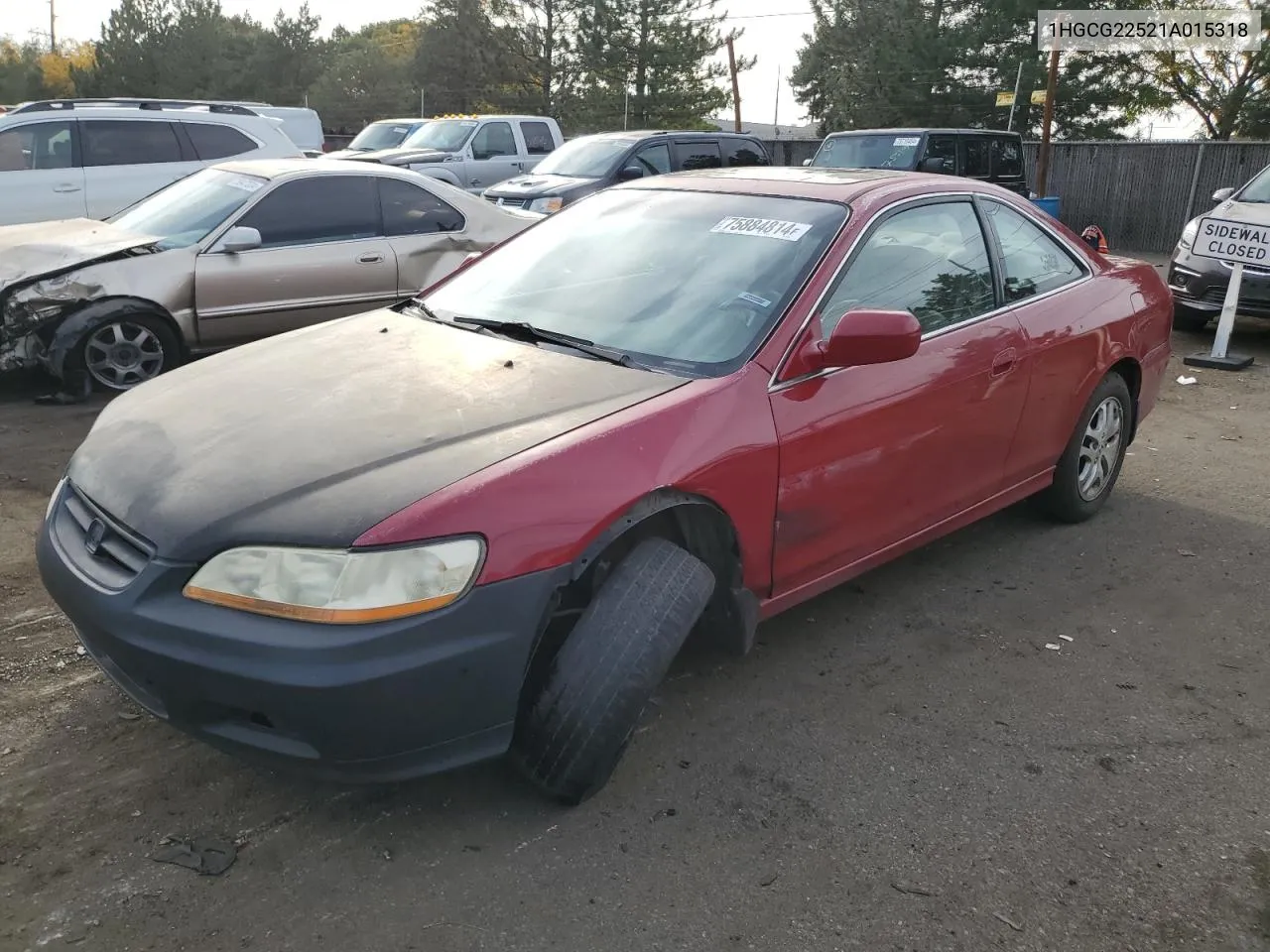 2001 Honda Accord Ex VIN: 1HGCG22521A015318 Lot: 75884814