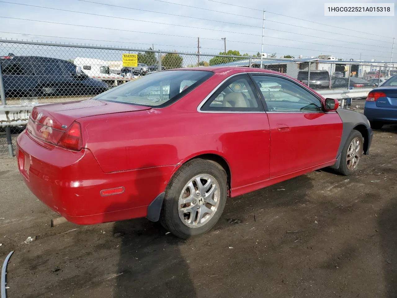 2001 Honda Accord Ex VIN: 1HGCG22521A015318 Lot: 75884814