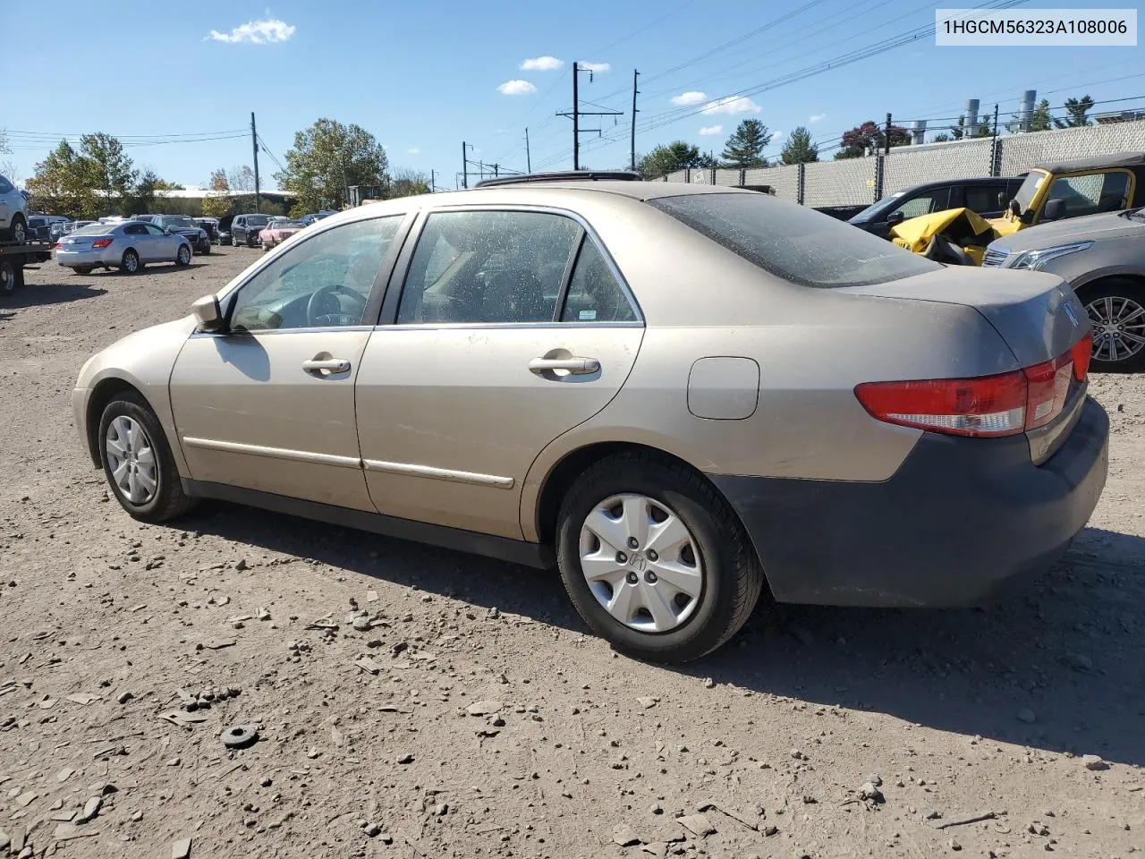 2003 Honda Accord Lx VIN: 1HGCM56323A108006 Lot: 75213674