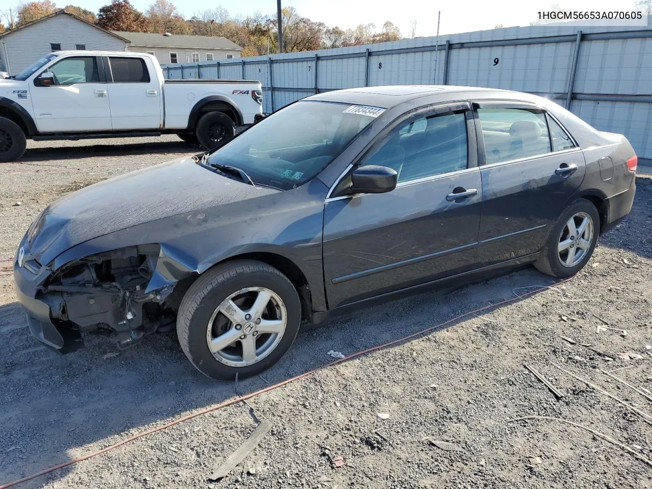 2003 Honda Accord Ex VIN: 1HGCM56653A070605 Lot: 77834344