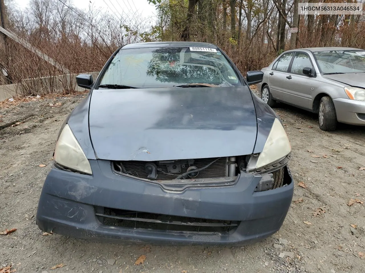 2003 Honda Accord Lx VIN: 1HGCM56313A046534 Lot: 80851114