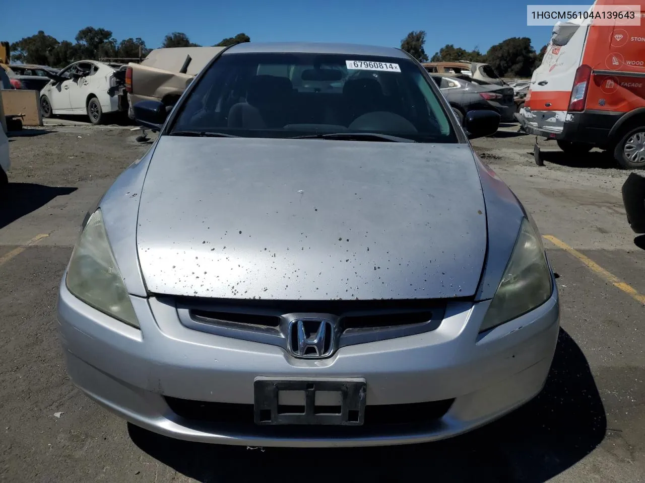 2004 Honda Accord Dx VIN: 1HGCM56104A139643 Lot: 67960814