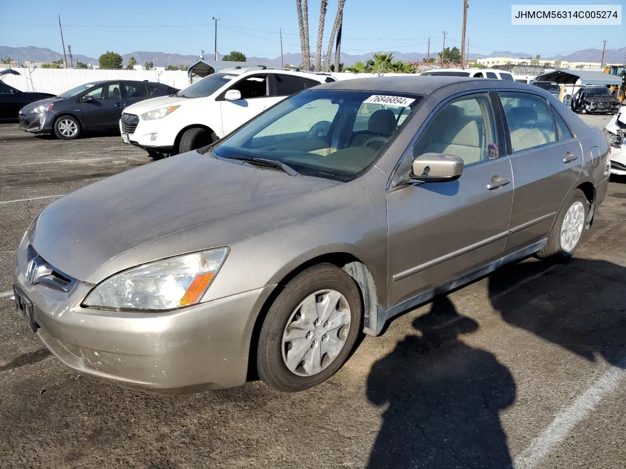 2004 Honda Accord Lx VIN: JHMCM56314C005274 Lot: 76846894