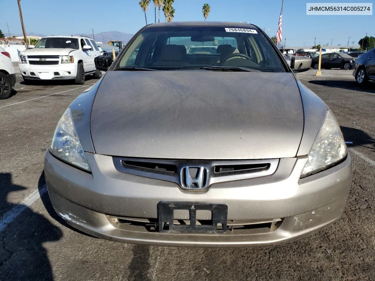 2004 Honda Accord Lx VIN: JHMCM56314C005274 Lot: 76846894